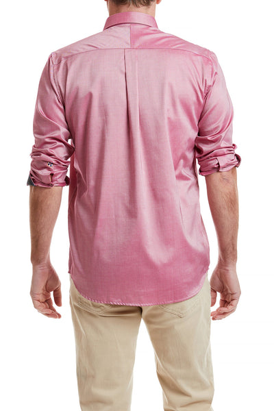 Chase Shirt Red Oxford with Black Stewart Plaid Trim MENS SPORT SHIRTS Castaway Nantucket Island