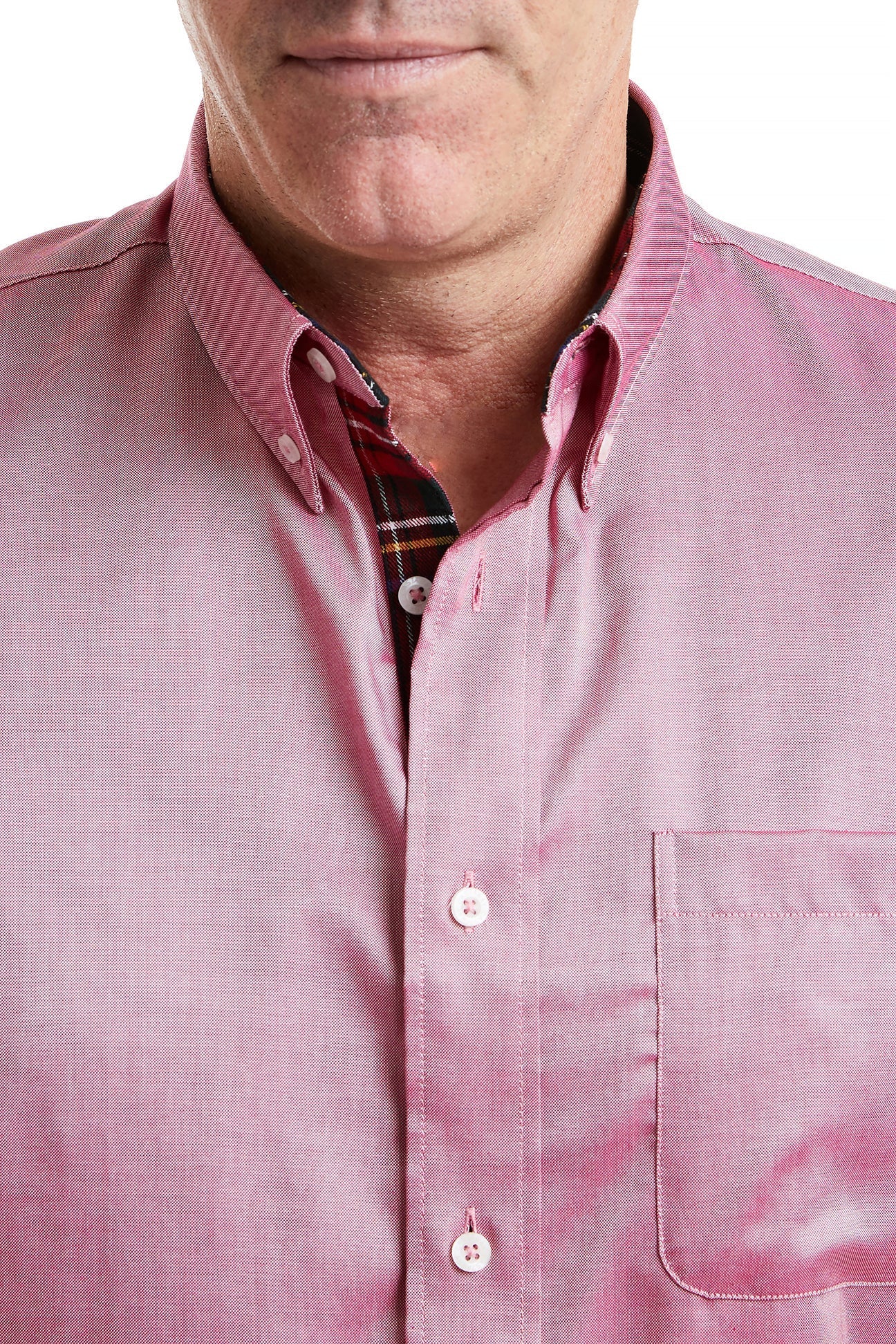 Chase Shirt Red Oxford with Black Stewart Plaid Trim MENS SPORT SHIRTS Castaway Nantucket Island