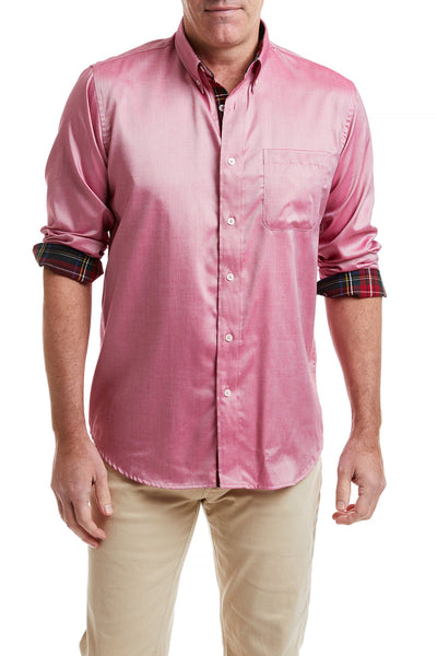 Chase Shirt Red Oxford with Black Stewart Plaid Trim MENS SPORT SHIRTS Castaway Nantucket Island