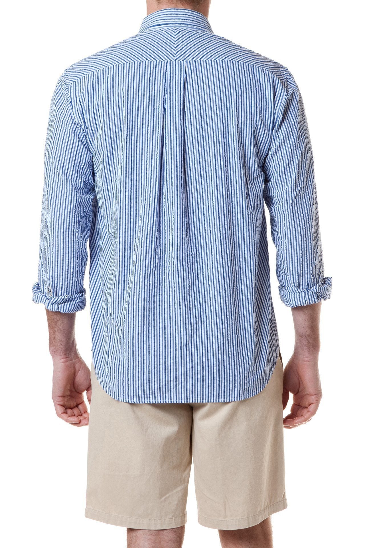 Chase Shirt Royal & Navy Seersucker - ARCHIVED - Castaway Nantucket Island