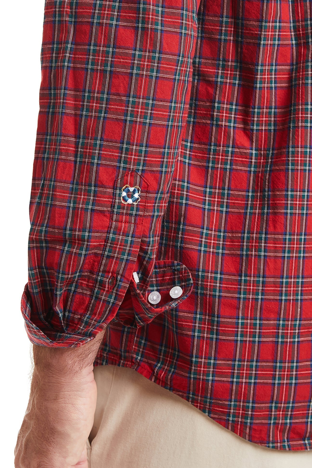 Castaway Mens Christmas Shirt Buttondown Royal Stewart Tartan Plaid   Castaway Nantucket Island