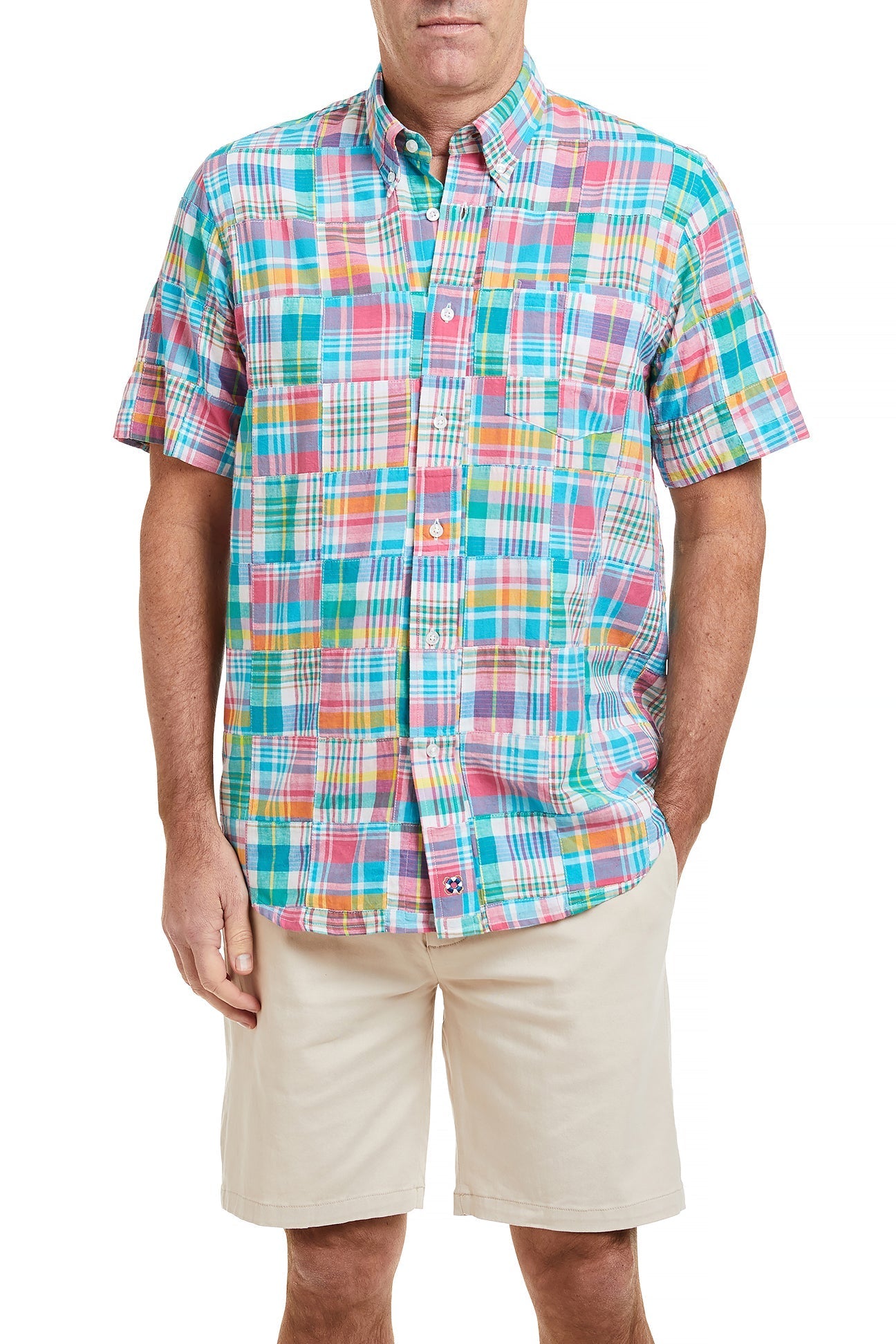 Chase Shirt Short Sleeve Caribbean Patch Madras MENS SPORT SHIRTS Castaway Nantucket Island