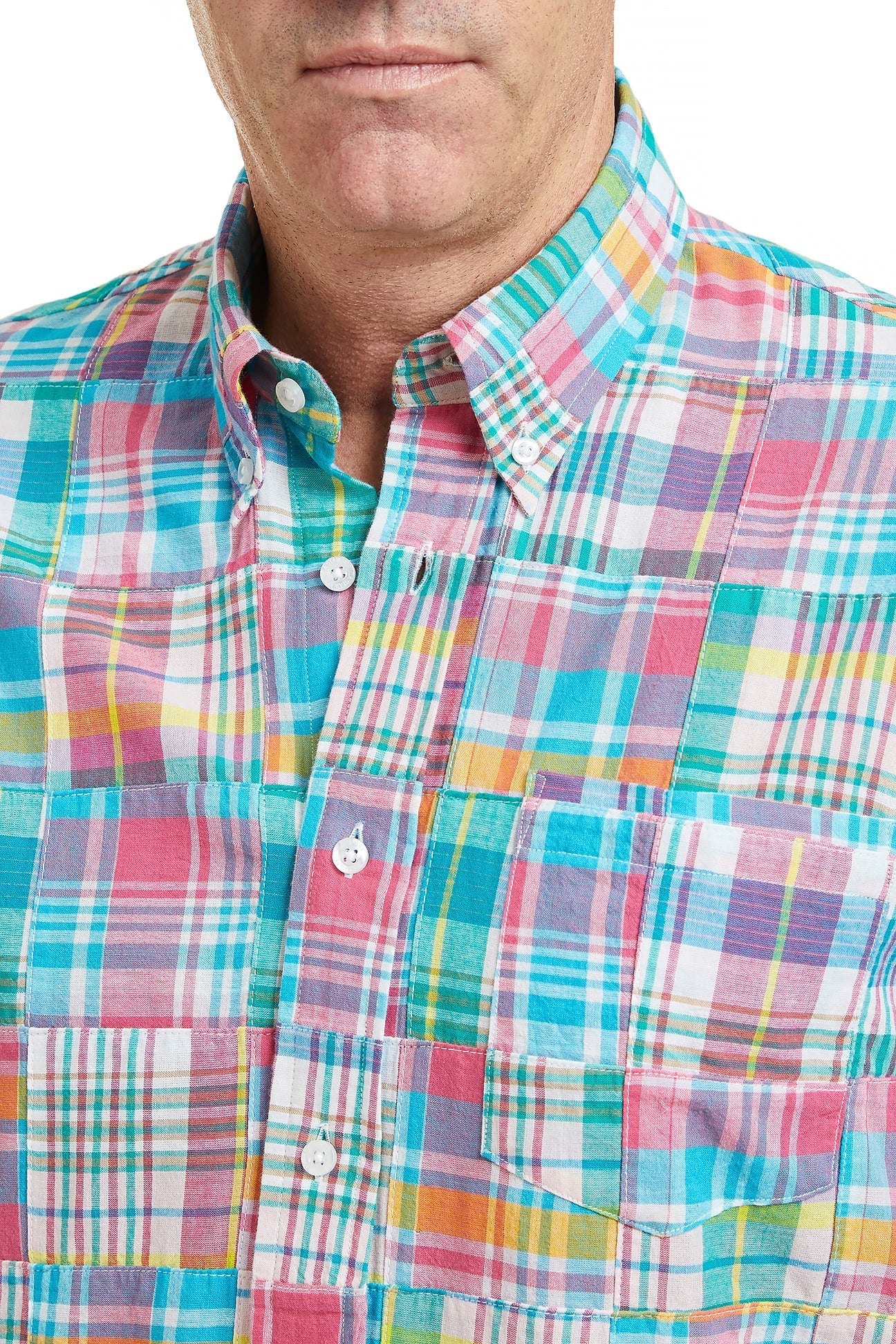 Chase Shirt Short Sleeve Caribbean Patch Madras MENS SPORT SHIRTS Castaway Nantucket Island
