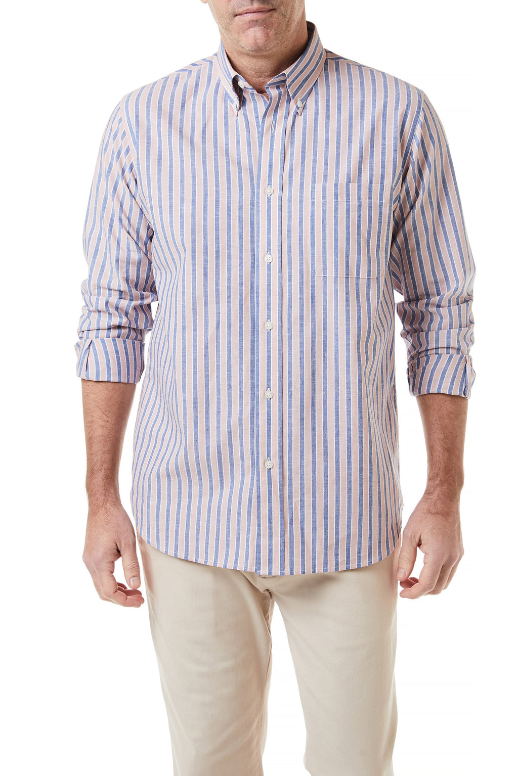 Chase Shirt Wharf Stripe Navy and Hurricane Red - Castaway Nantucket Island