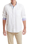 Chase Shirt White Oxford with Bimini Madras Trim MENS SPORT SHIRTS Castaway Nantucket Island