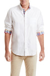 Chase Shirt White Oxford with Lighthouse Madras Trim MENS SPORT SHIRTS Castaway Nantucket Island