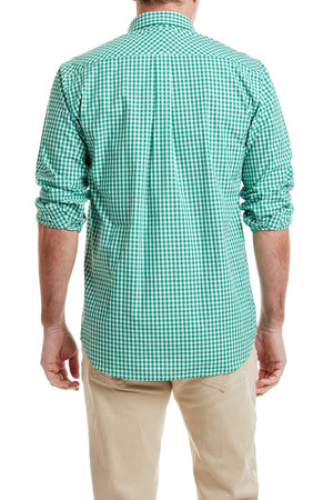 Chase Shirt Wide Gingham Emerald MENS SPORT SHIRTS Castaway Nantucket Island