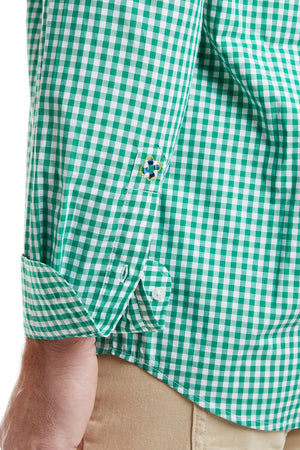 Chase Shirt Wide Gingham Emerald MENS SPORT SHIRTS Castaway Nantucket Island