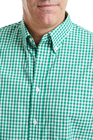 Chase Shirt Wide Gingham Emerald MENS SPORT SHIRTS Castaway Nantucket Island