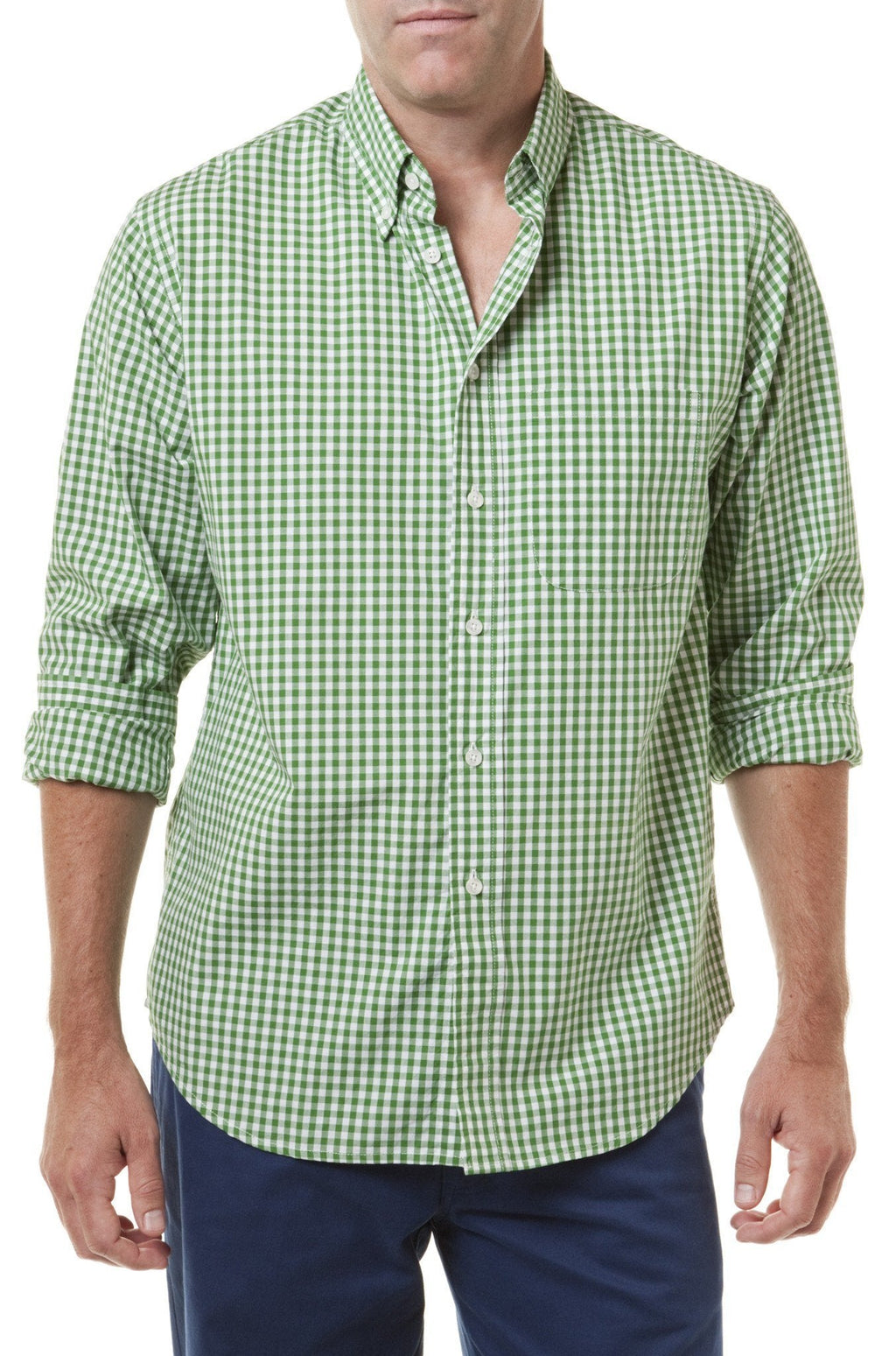 Chase Shirt Wide Gingham Green Grass - MENS SPORT SHIRTS - Castaway Nantucket Island