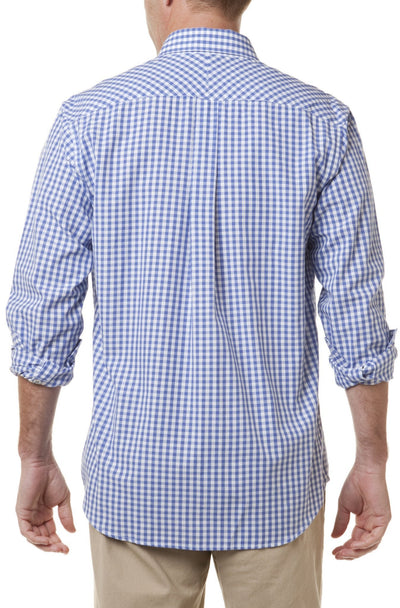 Chase Mens Buttondown Shirt Wide Gingham Royal – Castaway Nantucket Island