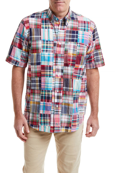 Chase Short Sleeve Shirt Hingham Patch Madras MENS SPORT SHIRTS Castaway Nantucket Island