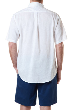 Chase Short Sleeve Shirt White Linen - ARCHIVED - Castaway Nantucket Island