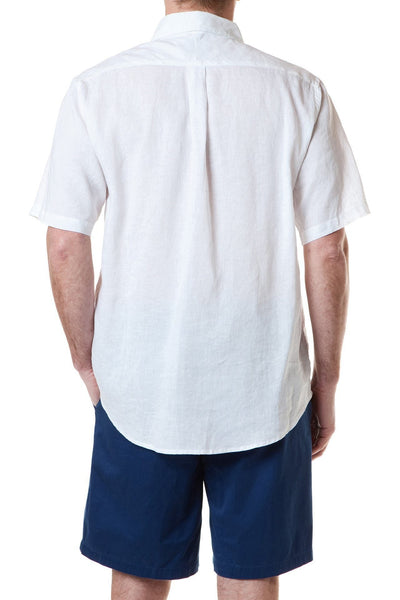Chase Short Sleeve Shirt White Linen - ARCHIVED - Castaway Nantucket Island