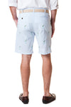 Cisco Embroidered Short Blue Seersucker with Martini - MENS EMBROIDERED SHORTS - Castaway Nantucket Island