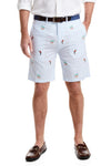 Cisco Short Blue Seersucker with Palms Hammock & Parrot MENS EMBROIDERED SHORTS Castaway Nantucket Island
