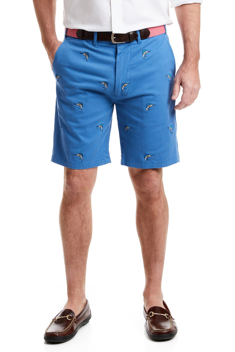 Cisco Short Deep Ocean Blue with Sailfish MENS EMBROIDERED SHORTS Castaway Nantucket Island