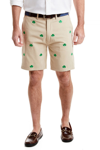 Cisco Short Khaki with Shamrock MENS EMBROIDERED SHORTS Castaway Nantucket Island