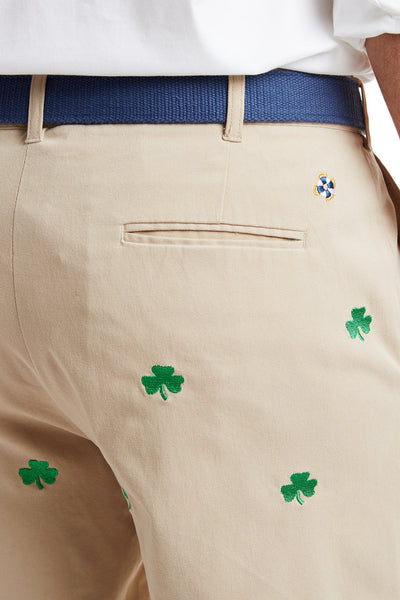 Cisco Short Khaki with Shamrock MENS EMBROIDERED SHORTS Castaway Nantucket Island