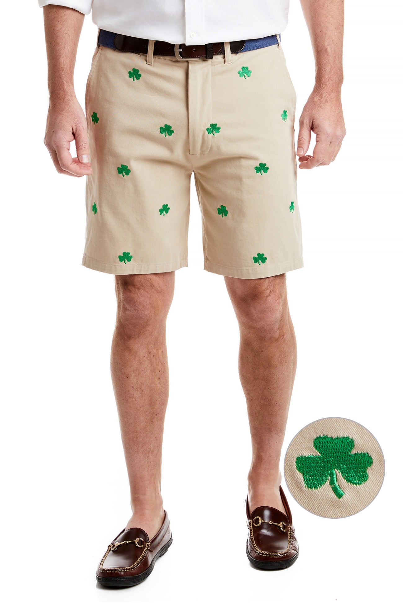 Cisco Short Khaki with Shamrock MENS EMBROIDERED SHORTS Castaway Nantucket Island