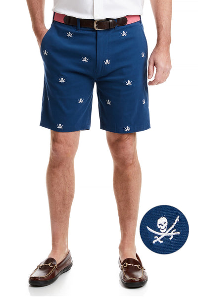 Cisco Short Nantucket Navy with Calico Jack MENS EMBROIDERED SHORTS Castaway Nantucket Island