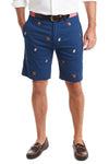 Cisco Short Nantucket Navy with Turkey & Football MENS EMBROIDERED SHORTS Castaway Nantucket Island
