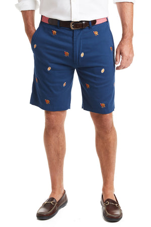 Cisco Short Nantucket Navy with Turkey & Football MENS EMBROIDERED SHORTS Castaway Nantucket Island