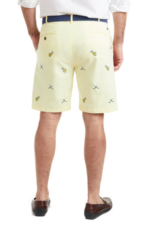 Cisco Short Neon Yellow with Golf Bags & Crossed Clubs MENS EMBROIDERED SHORTS Castaway Nantucket Island