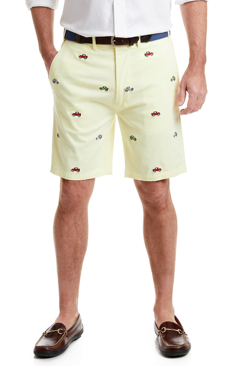 Cisco Short Neon Yellow with Jeeps MENS EMBROIDERED SHORTS Castaway Nantucket Island