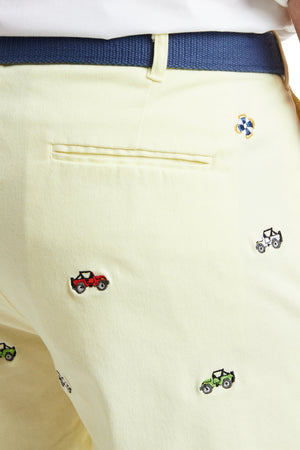 Cisco Short Neon Yellow with Jeeps MENS EMBROIDERED SHORTS Castaway Nantucket Island