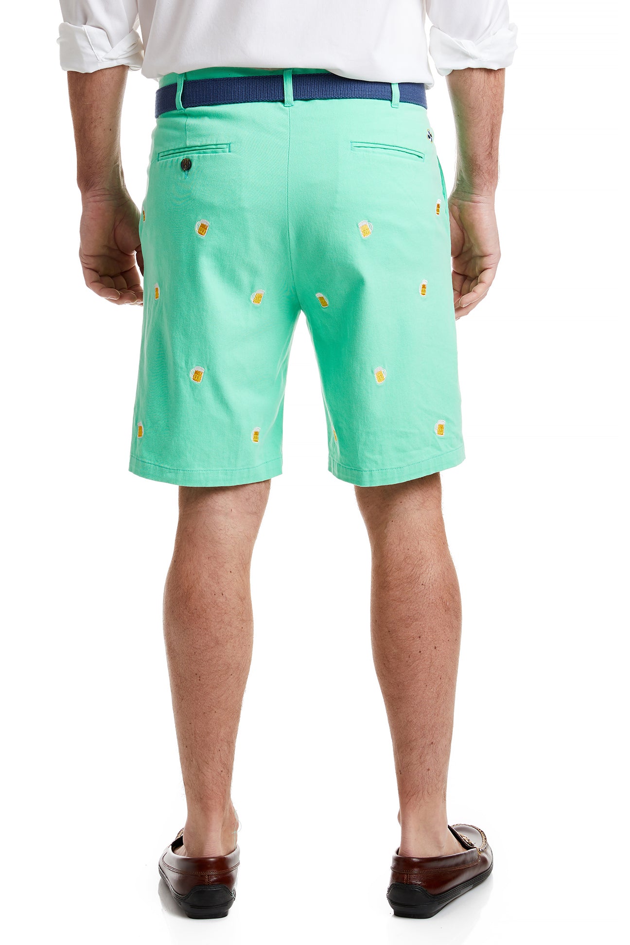 Cisco Short Spring Green with Beer Mug MENS EMBROIDERED SHORTS Castaway Nantucket Island