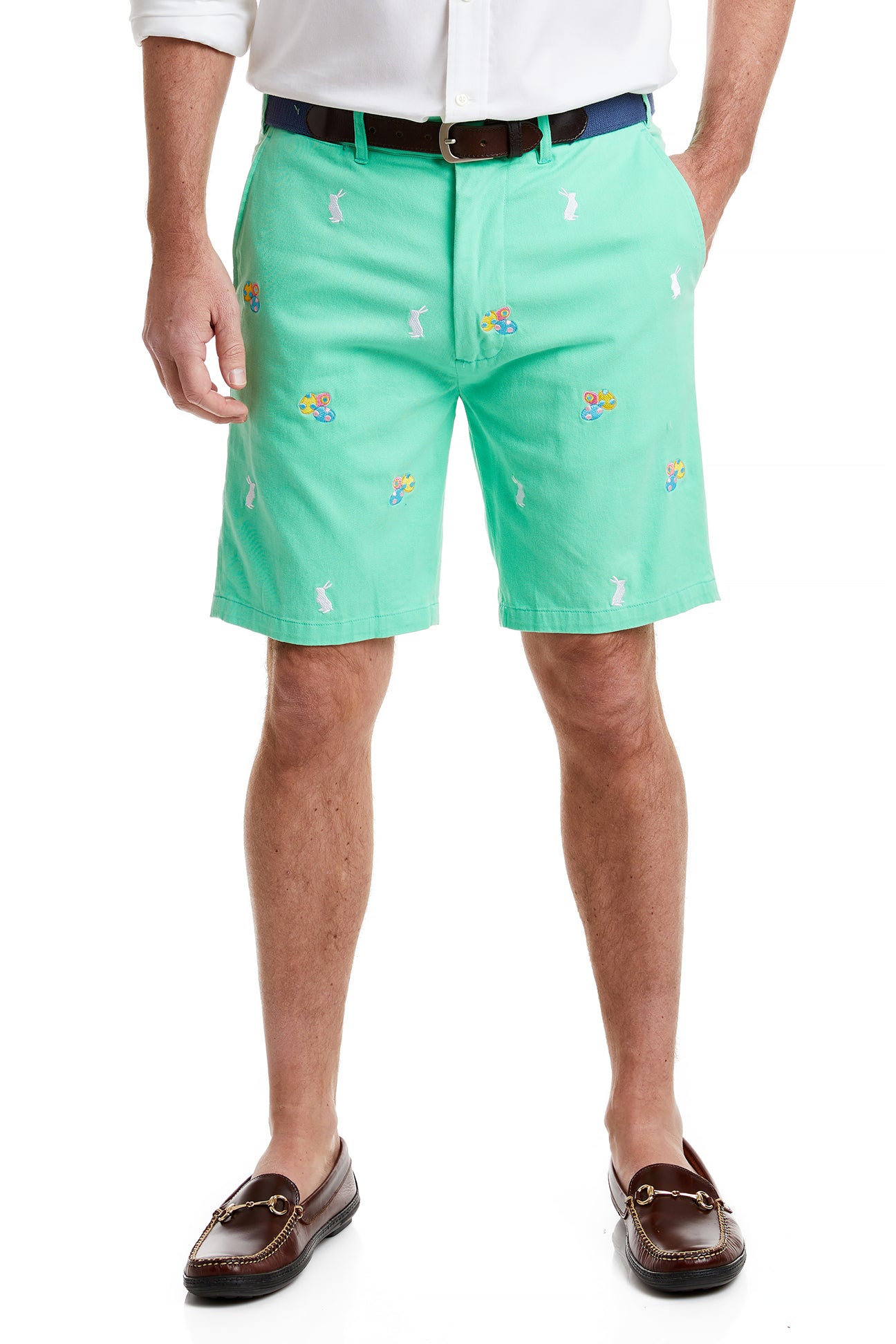Cisco Short Spring Green with Easter Egg & Bunny MENS EMBROIDERED SHORTS Castaway Nantucket Island