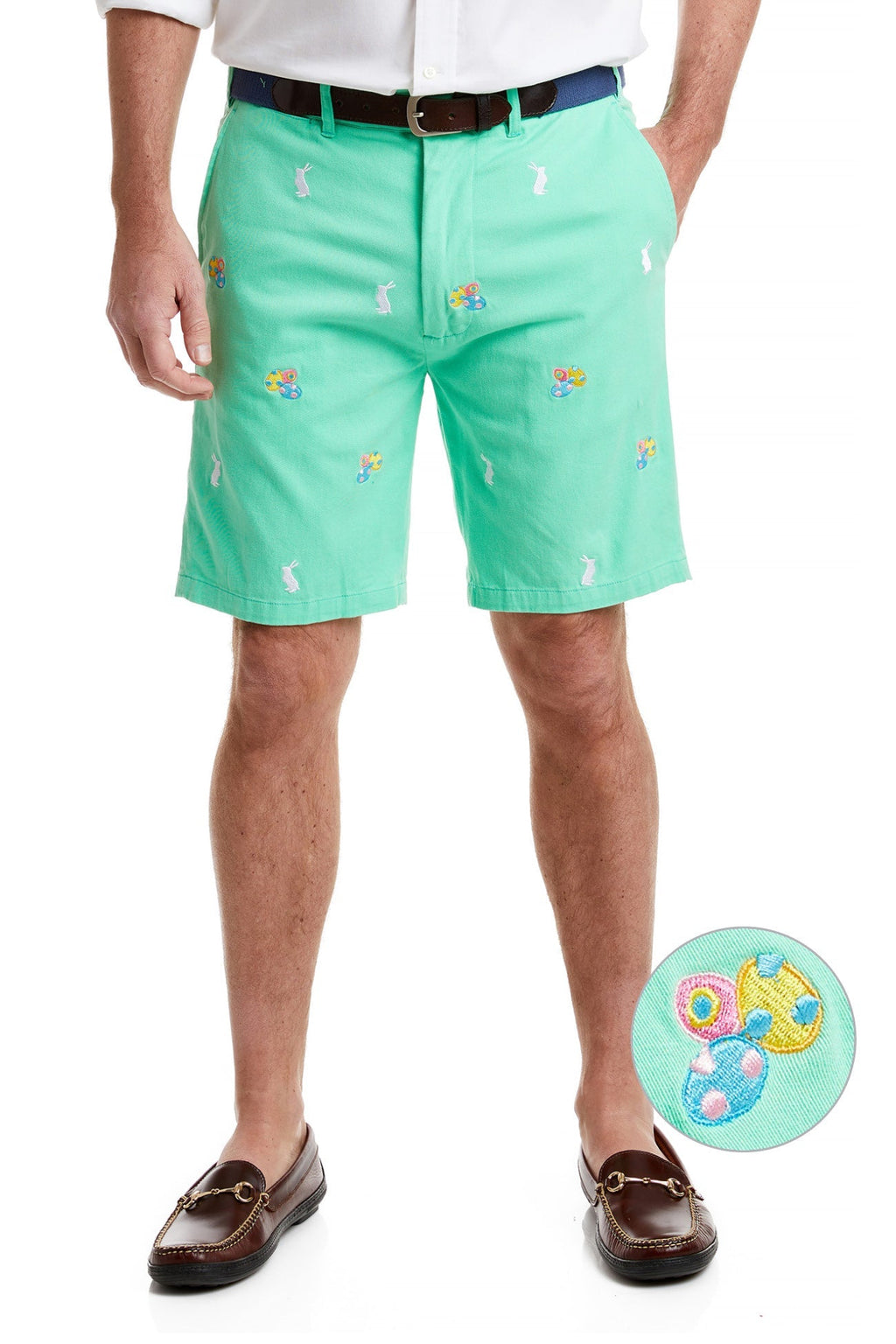 Cisco Short Spring Green with Easter Egg & Bunny MENS EMBROIDERED SHORTS Castaway Nantucket Island
