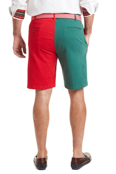 Cisco Short Stretch Twill Bright Red and Hunter Panel MENS SHORTS Castaway Nantucket Island