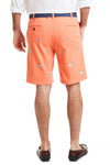 Cisco Short Stretch Twill Coral with Fin & Tonic MENS EMBROIDERED SHORTS Castaway Nantucket Island