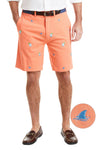 Cisco Short Stretch Twill Coral with Fin & Tonic MENS EMBROIDERED SHORTS Castaway Nantucket Island