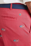 Cisco Short Stretch Twill Hurricane Red with American Map MENS EMBROIDERED SHORTS Castaway Nantucket Island
