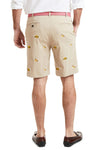 Cisco Short Stretch Twill Khaki with Hamburger & Hotdog MENS EMBROIDERED SHORTS Castaway Nantucket Island