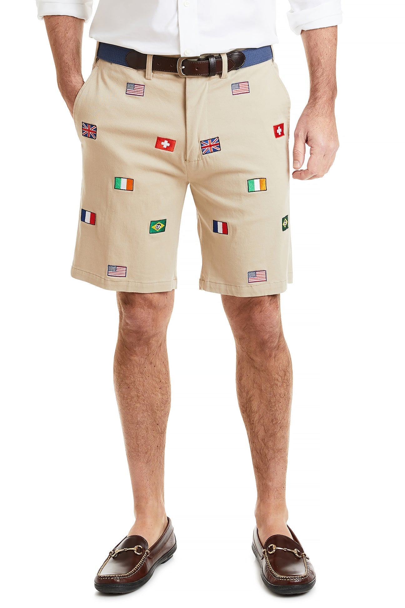 Cisco Short Stretch Twill Khaki with World Cup MENS EMBROIDERED SHORTS Castaway Nantucket Island