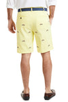 Cisco Short Stretch Twill Neon Yellow with Woody with Surfboard MENS EMBROIDERED SHORTS Castaway Nantucket Island