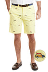 Cisco Short Stretch Twill Neon Yellow with Woody with Surfboard MENS EMBROIDERED SHORTS Castaway Nantucket Island