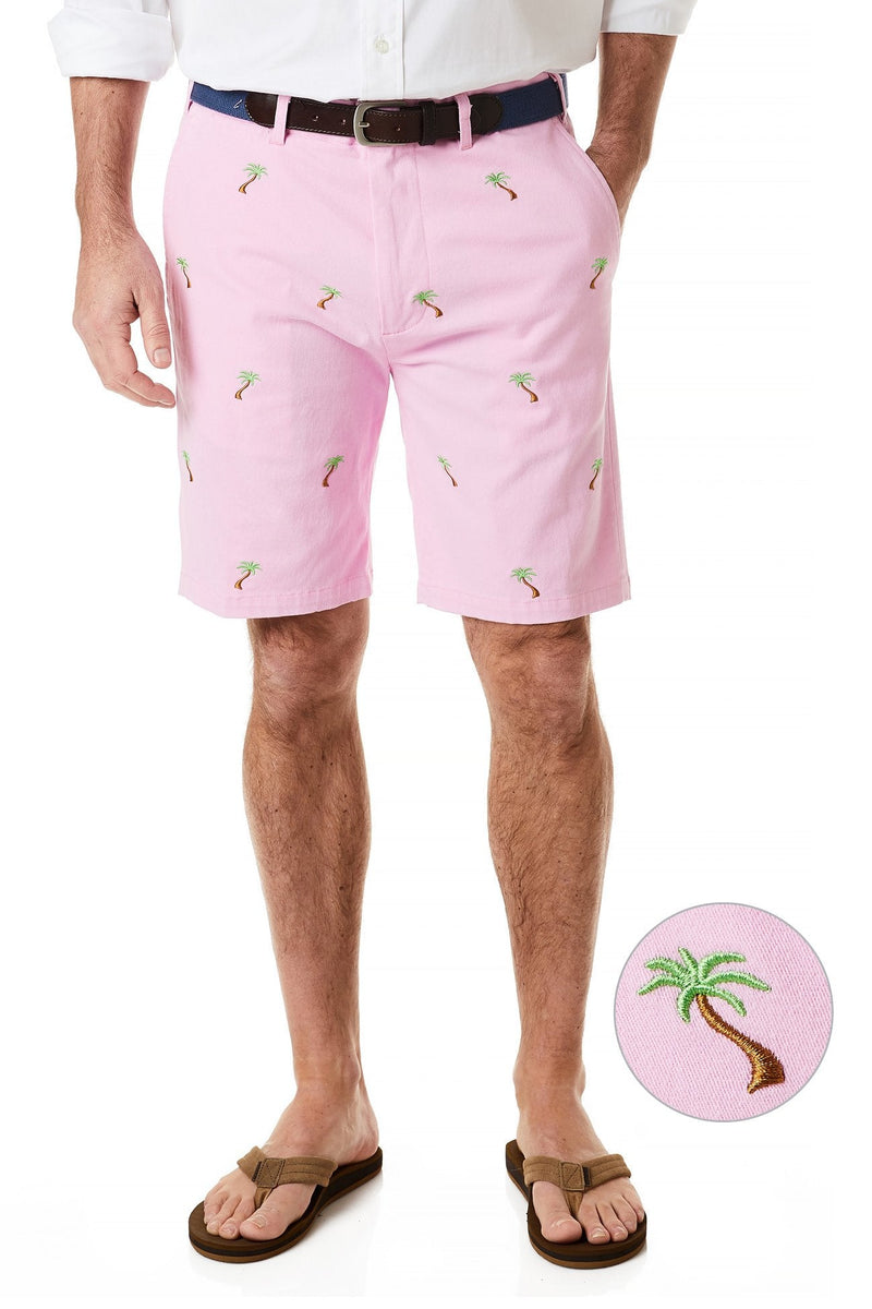 Cisco Short Stretch Twill Pink with Palm Tree - Castaway Nantucket Island