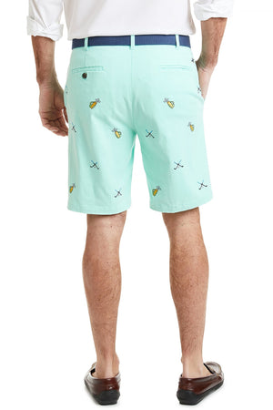 Cisco Short Stretch Twill Seagrass with Golf Bag & Crossed Clubs MENS EMBROIDERED SHORTS Castaway Nantucket Island