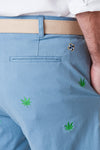 Cisco Short Stretch Twill Slate with Pot Leaf - Castaway Nantucket Island