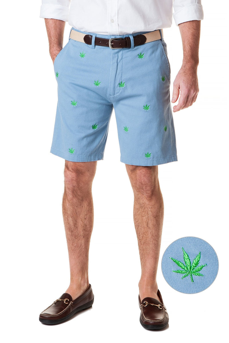 Cisco Short Stretch Twill Slate with Pot Leaf - Castaway Nantucket Island