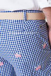 Cisco Short Wide Gingham Royal with Flying Pig - Castaway Nantucket Island