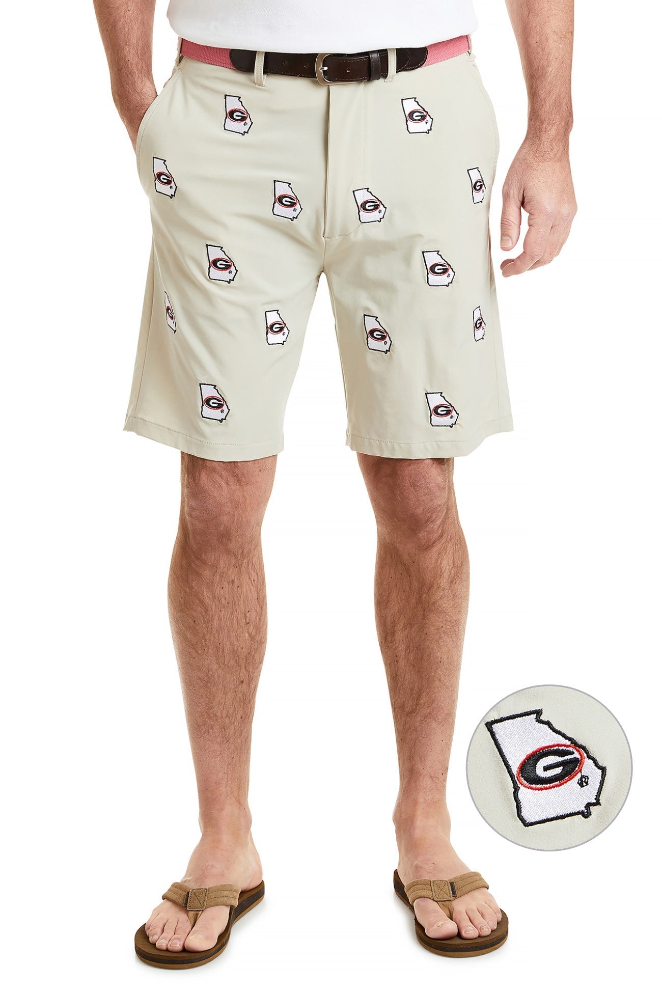 Collegiate ACKformance Short Khaki with UGA MENS EMBROIDERED SHORTS Castaway Nantucket Island