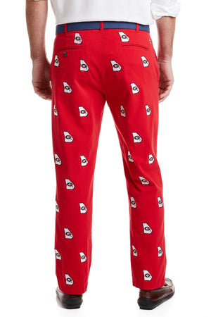 Collegiate Stretch Twill Pant Bulldog Red with UGA MENS EMBROIDERED PANTS Castaway Nantucket Island