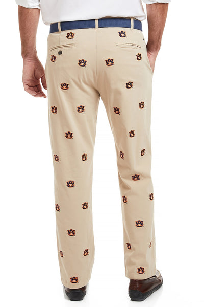 Collegiate Stretch Twill Pant Khaki with Auburn MENS EMBROIDERED PANTS Castaway Nantucket Island