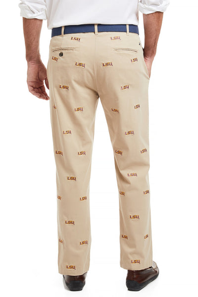 Collegiate Stretch Twill Pant Khaki with LSU MENS EMBROIDERED PANTS Castaway Nantucket Island